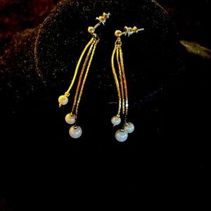 Faux pearl and gold tone earrings